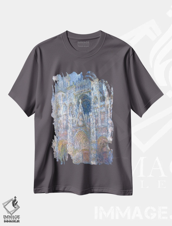 تیشرت طوسی طرح دار Blue Harmony, Morning Sunlight, 1894,کلیسای جامع روآن، هماهنگی آبی در نور صبح، ۱۸۹۴ اثر کلود مونه