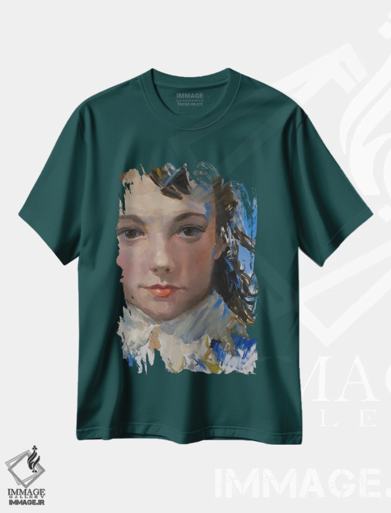 تیشرت سبز طرح دار The Old Masters Conceptualization,پسر با لباس آبی، بازآفرینی بزرگان کلاسیک اثر کنتس آرت