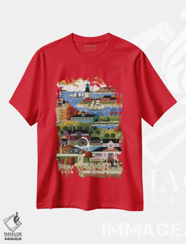 تیشرت قرمز طرح دار پای سیب مامان اثر هرونیم