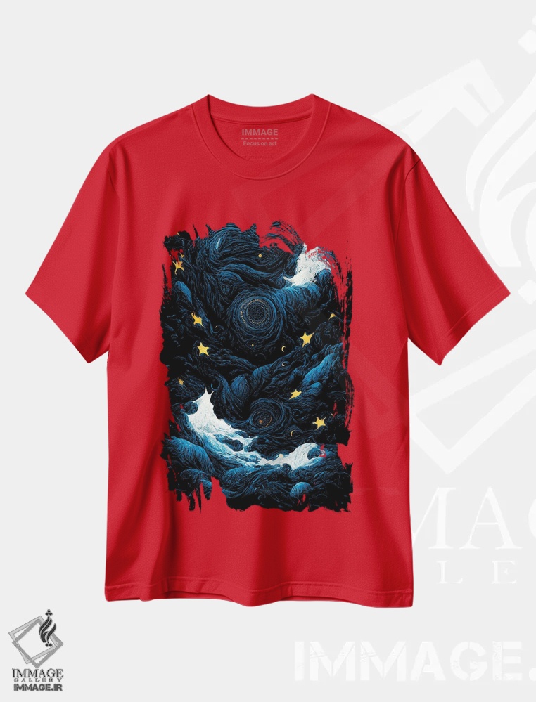 تیشرت قرمز طرح نجوم ,شب پرستاره اثر مایک کیف
