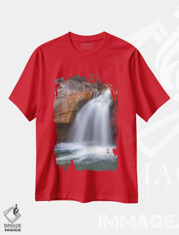 تیشرت قرمز طرح دار Shinumo Creek, Colorado River, Grand Canyon National Park, Arizona,آبشار، شینومو کریک، رود کلرادو، پارک ملی گرند کنیون، آریزونا اثر جف فوت