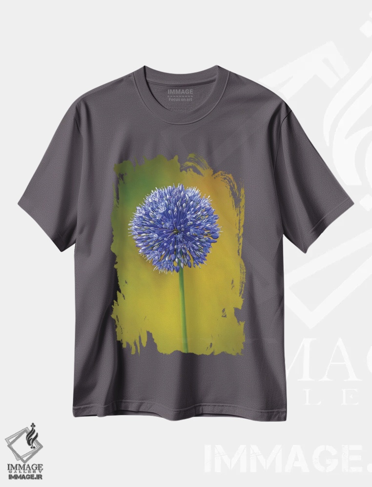 تیشرت طوسی طرح دار Colorado, Fort Collins. Blue Allium Flower Close-Up.,نمای نزدیک گل آلیوم آبی اثر جینز گالری