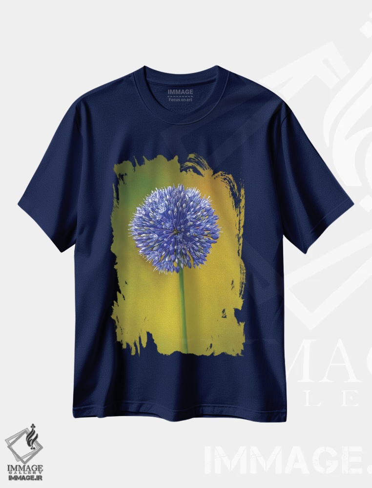 تیشرت سرمه ای طرح دار Colorado, Fort Collins. Blue Allium Flower Close-Up.,نمای نزدیک گل آلیوم آبی اثر جینز گالری