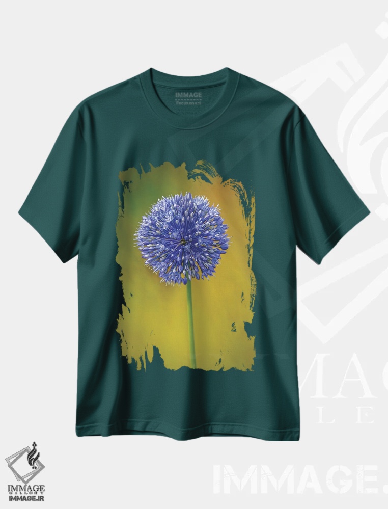 تیشرت سبز طرح دار Colorado, Fort Collins. Blue Allium Flower Close-Up.,نمای نزدیک گل آلیوم آبی اثر جینز گالری