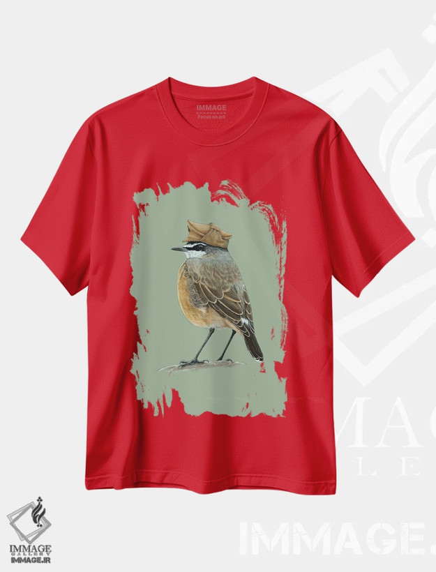تیشرت قرمز طرح طنز ,"سینه زرشکی گوشتی رنگ" اثر میخائیل ودرنیکوف