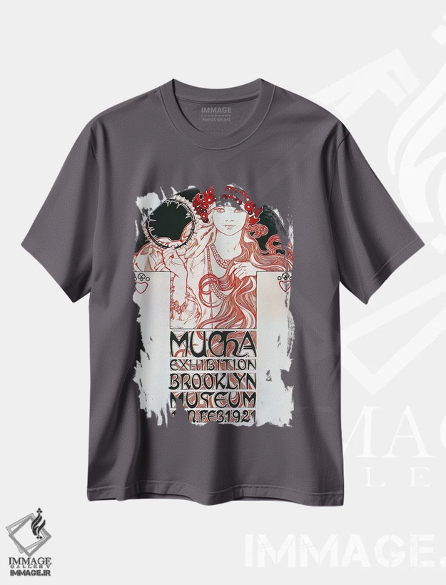 تیشرت طوسی طرح دار نمایشگاه بروکلین اثر آلفونس موخا