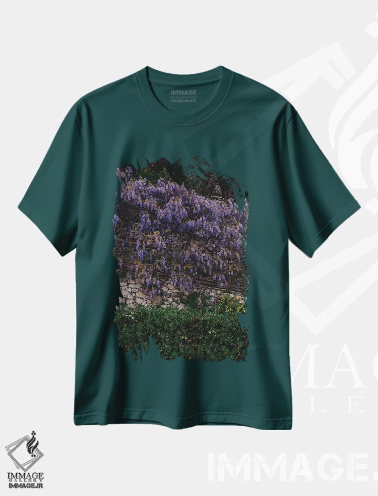 تیشرت سبز طرح دار شکوفه های ساحل آمالفی اثر بثانی یانگ