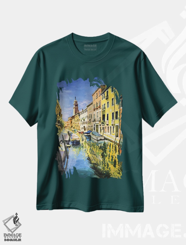 تیشرت سبز طرح شهری ,Italy" کانال ونیز، ایتالیا اثر کانر مک گوایر