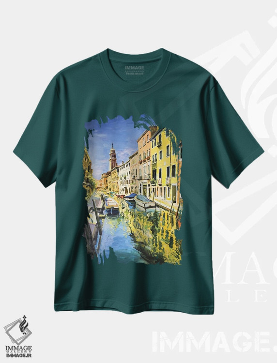 تیشرت سبز طرح شهری ,Italy" کانال ونیز، ایتالیا اثر کانر مک گوایر