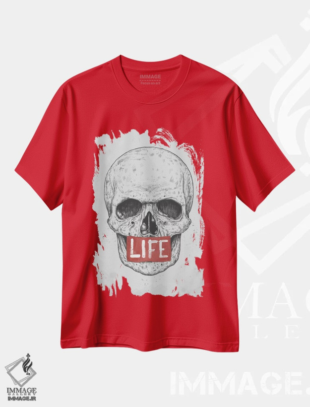 تیشرت قرمز طرح دار زندگی اثر بالازس شولتی