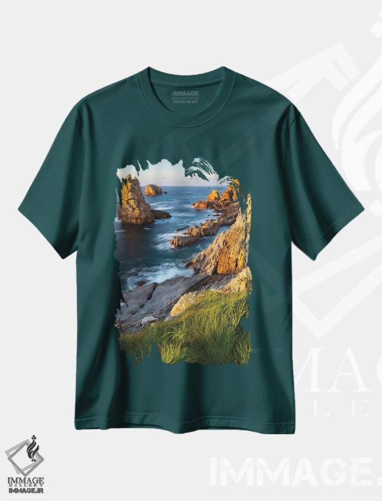 تیشرت سبز طرح طبیعت ,آرنیا اثر مائورو باتیستلی