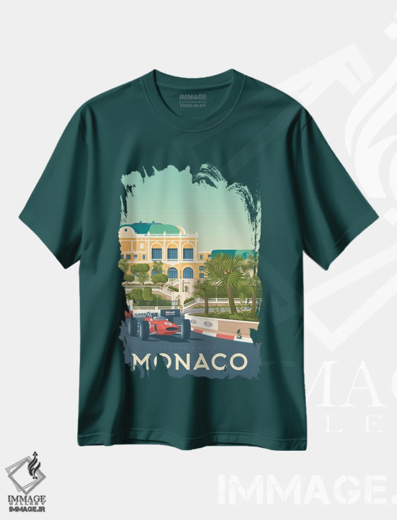 تیشرت سبز طرح دار موناکو فرمول یک ریویرا فرانسه اثر اولا هوپ تراول پوسترز
