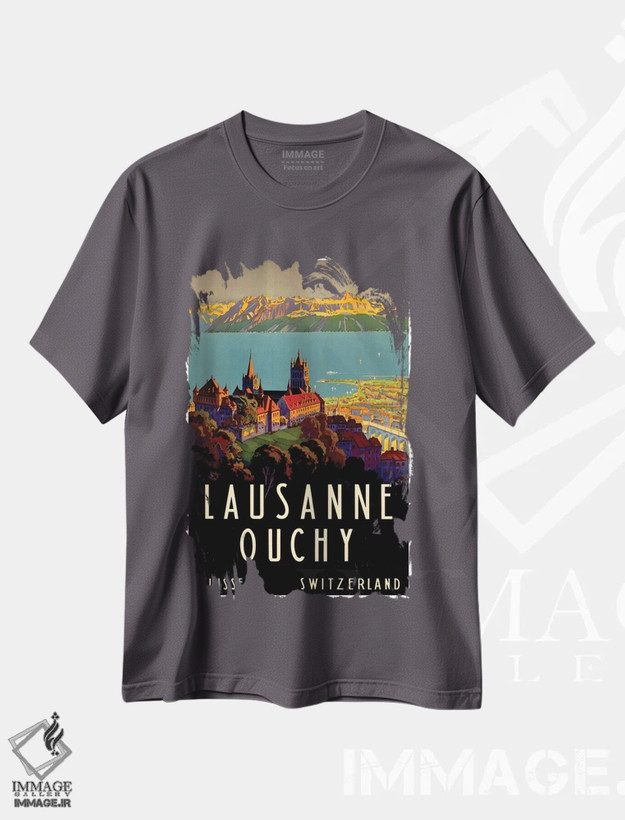 تیشرت طوسی طرح دار Switzerland II,لوزان-اووشی، سوئیس II اثر هنرمند ناشناس