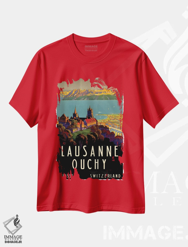 تیشرت قرمز طرح دار Switzerland II,لوزان-اووشی، سوئیس II اثر هنرمند ناشناس