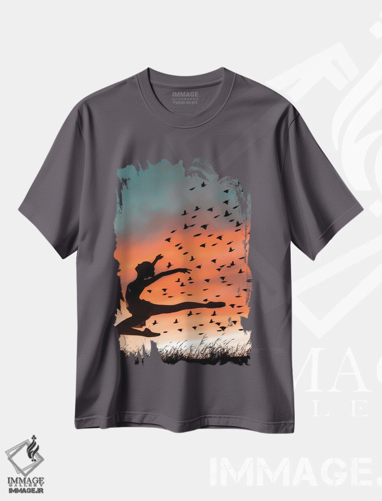 تیشرت طوسی طرح دار رقاص باله اثر عبدالله ایویندار