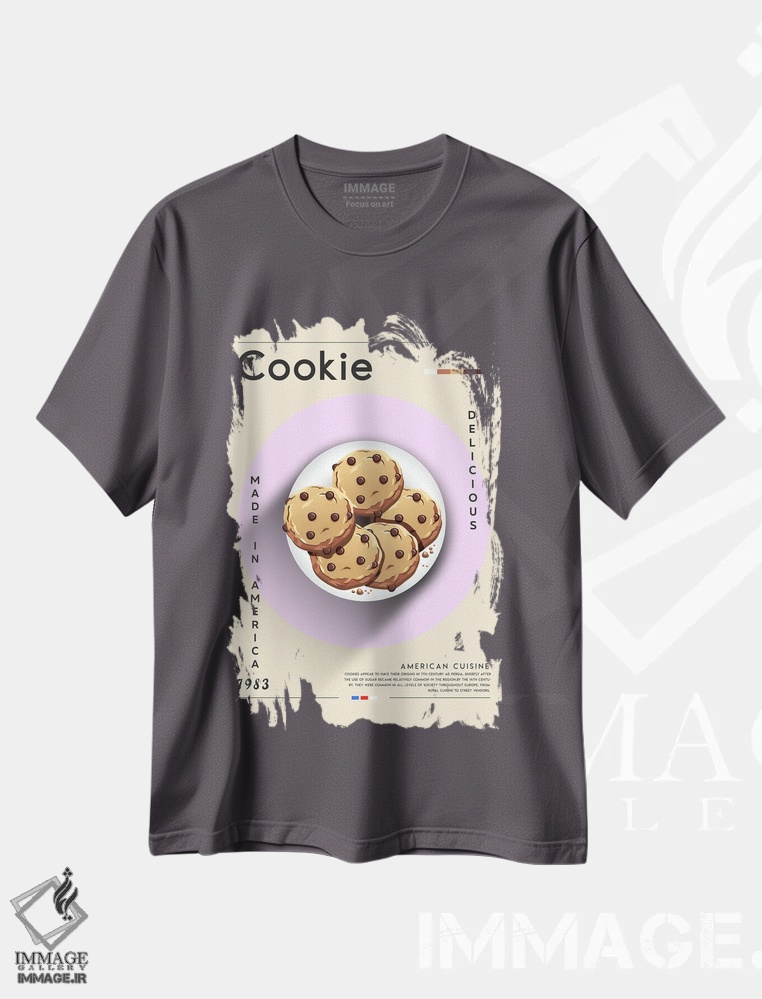 تیشرت طوسی طرح دار کوکی اثر گاستروورلد