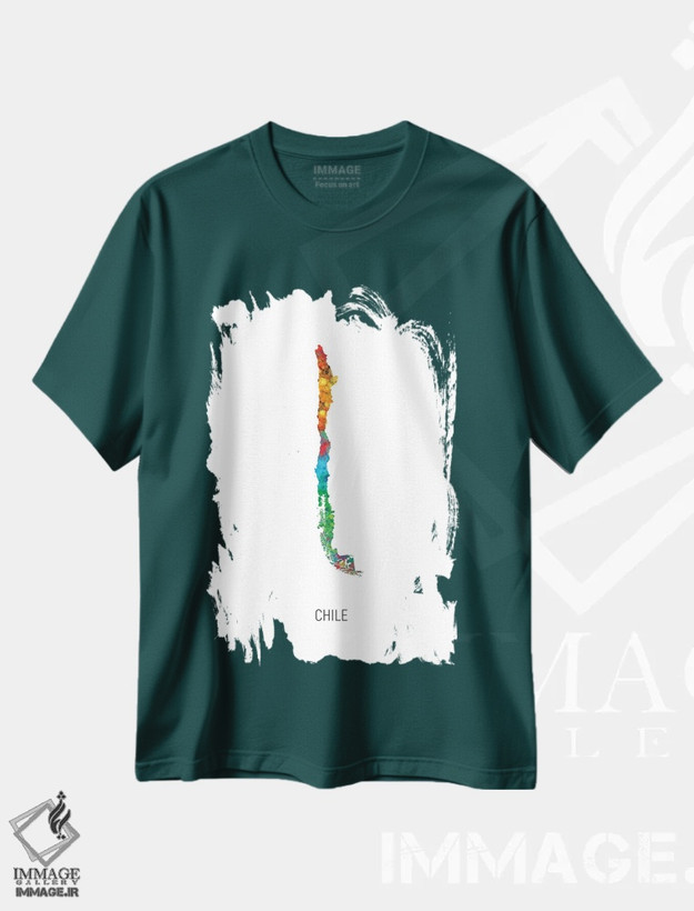 تیشرت سبز طرح فرهنگی ,نقشه شیلی اثر مایکل تامپست