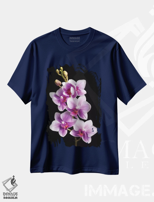 تیشرت سرمه ای طرح دار California, Los Osos of orchids.,آمریکا، کالیفرنیا، لس اوسوس از گل های ارکیده اثر جینز گالری