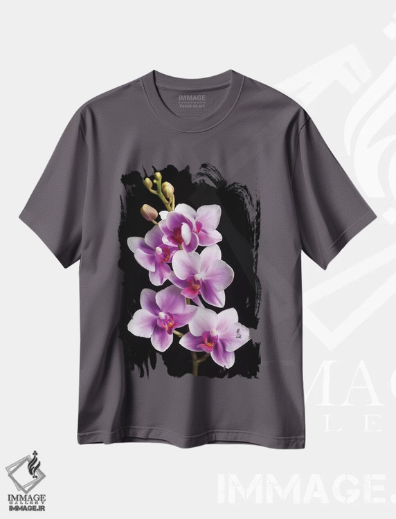 تیشرت طوسی طرح دار California, Los Osos of orchids.,آمریکا، کالیفرنیا، لس اوسوس از گل های ارکیده اثر جینز گالری