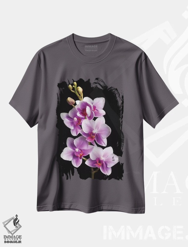 تیشرت طوسی طرح دار California, Los Osos of orchids.,آمریکا، کالیفرنیا، لس اوسوس از گل های ارکیده اثر جینز گالری