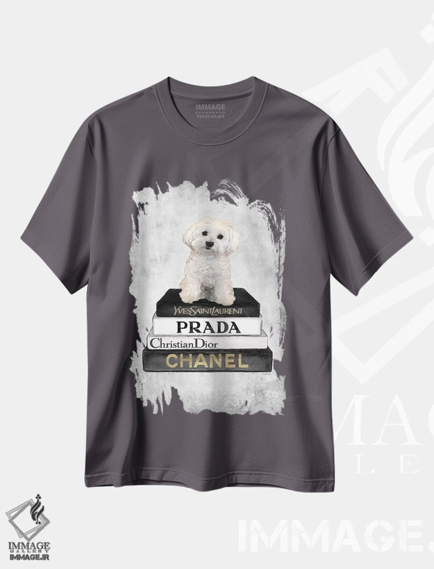 تیشرت طوسی طرح دار Grey, Maltese, Grey Grunge,کتاب های مد خاکستری، سگ مالتیز و خاکستری گرنج اثر آماندا گرینوود