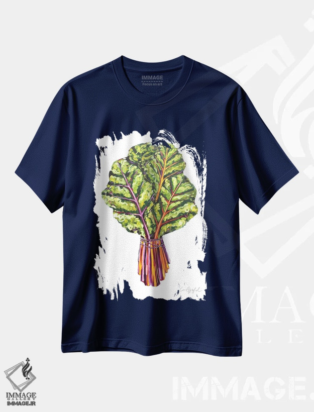 تیشرت سرمه ای طرح دار برگ چغندر سوئیسی اثر لورِل گرینفیلد