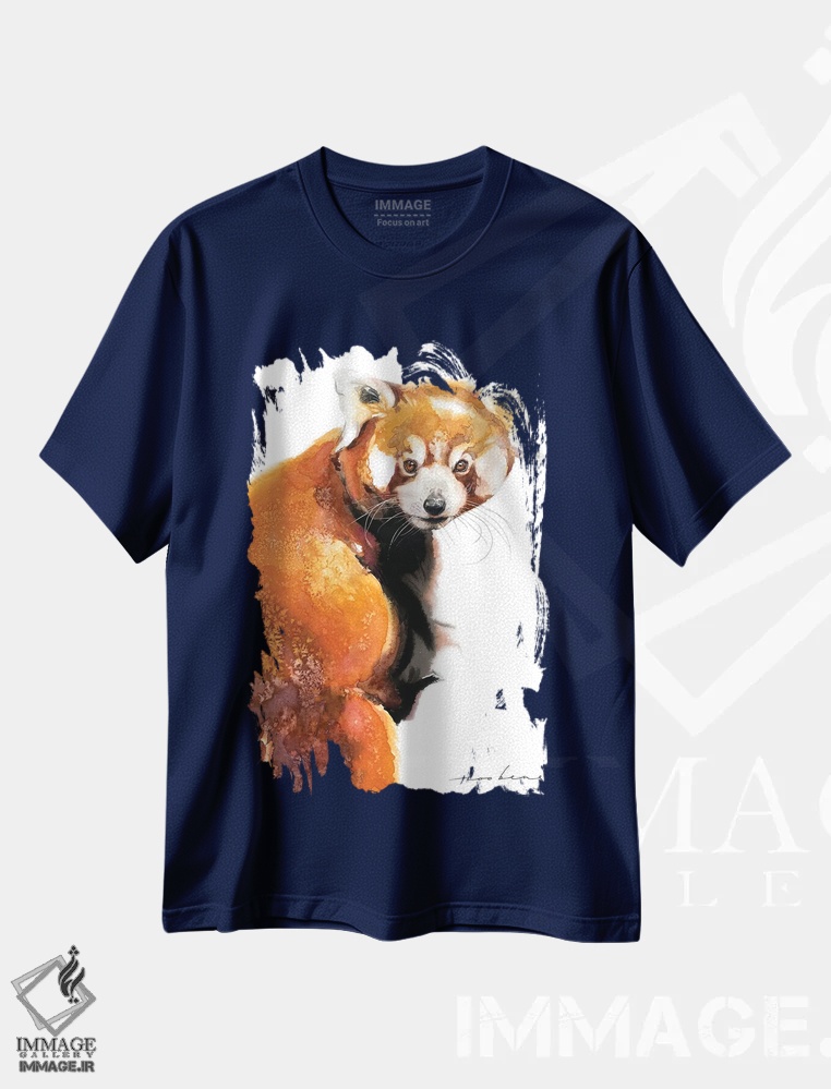 تیشرت سرمه ای طرح دار افسون پاندا قرمز اثر سو بنگ لیم