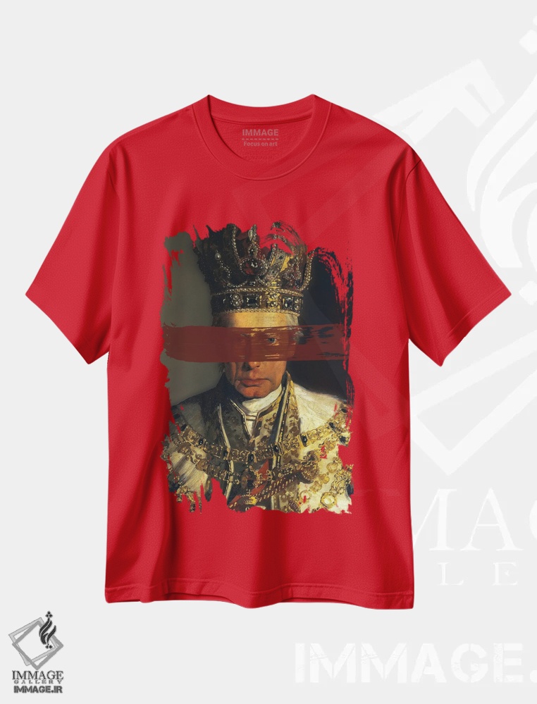 تیشرت قرمز طرح دار پرتره پادشاه کلاسیک X اثر بونا فیدسا
