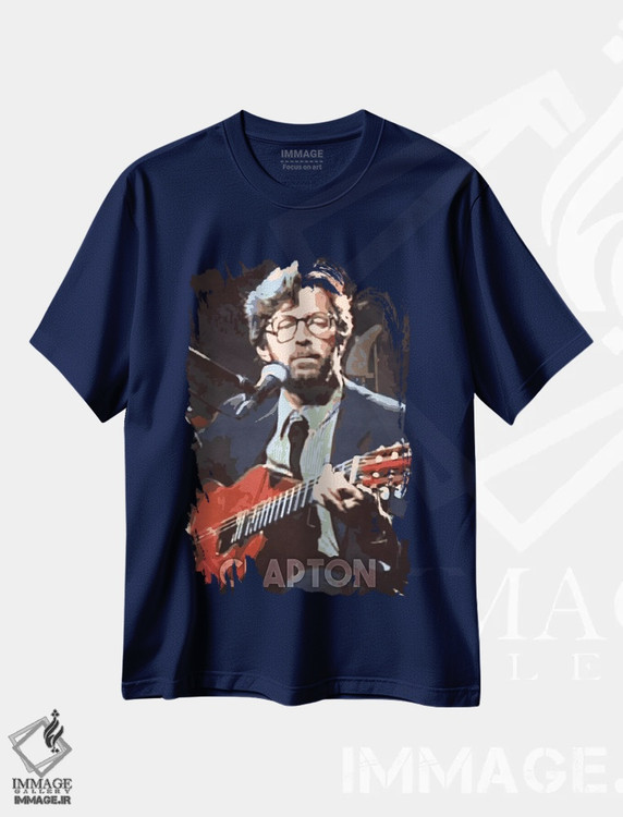 تیشرت سرمه ای طرح دار کلاپتون اثر دورو آرت