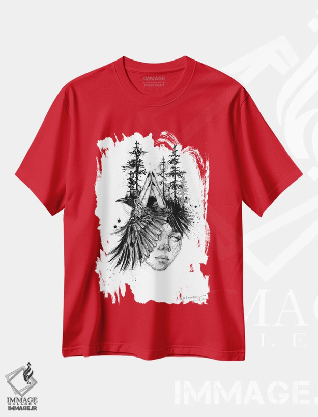تیشرت قرمز طرح دار کمپینگ اثر دوریانا پوپا
