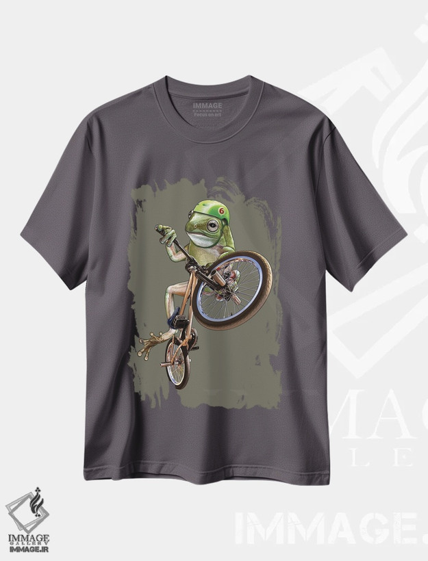 تیشرت طوسی طرح دار قورباغه BMX اثر آدام لاولس