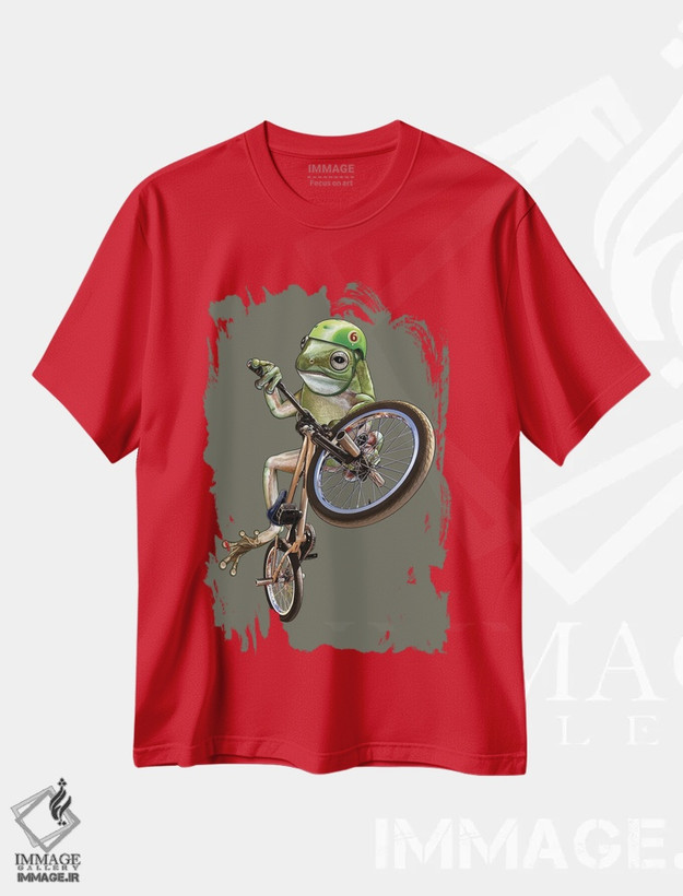 تیشرت قرمز طرح دار قورباغه BMX اثر آدام لاولس