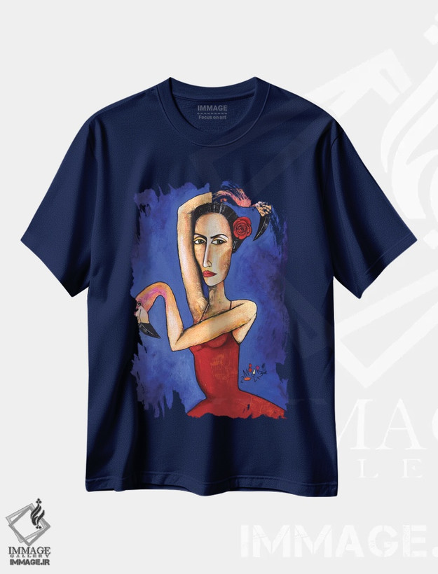تیشرت سرمه ای طرح هنری ,فلامنکو-فلامینگو اثر میخائیل بارانوفسکی
