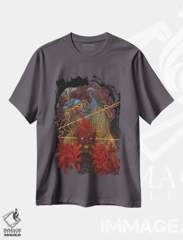 تیشرت طوسی طرح فانتزی ,فو اثر انیمال مانی