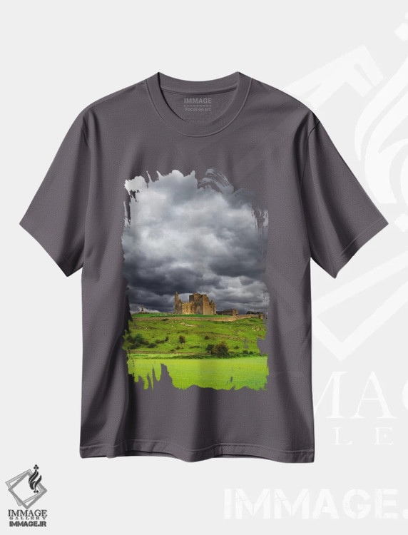 تیشرت طوسی طرح دار Cashel, County Tipperary, Munster Province, Republic Of Ireland,صخرهٔ کشل، کشل، شهرستان تیپراری، استان مانستر، جمهوری ایرلند اثر دنیس فلهرتی