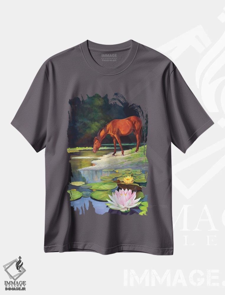 تیشرت طوسی طرح دار سرزمین رؤیا - قهوه ای اثر گوئیگن ژا