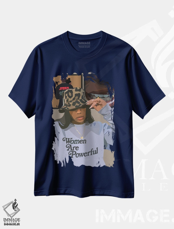 تیشرت سرمه ای طرح دار زنان قدرتمند هستند اثر آرت پِی سی ئی