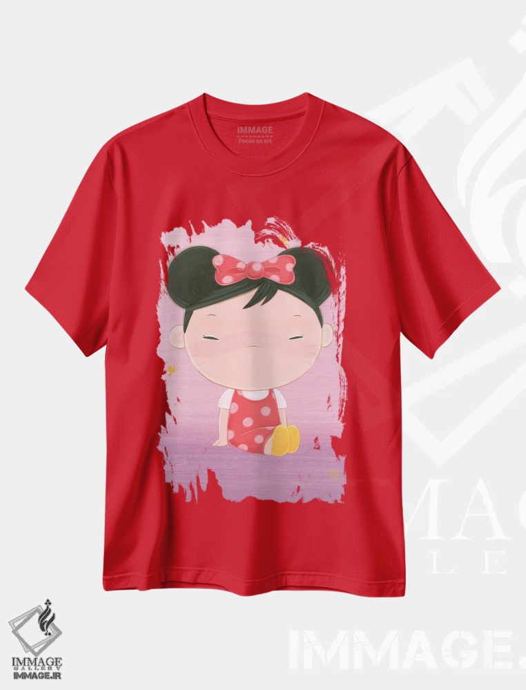 تیشرت قرمز طرح هنری ,دختر مینی اثر مارتین هسو