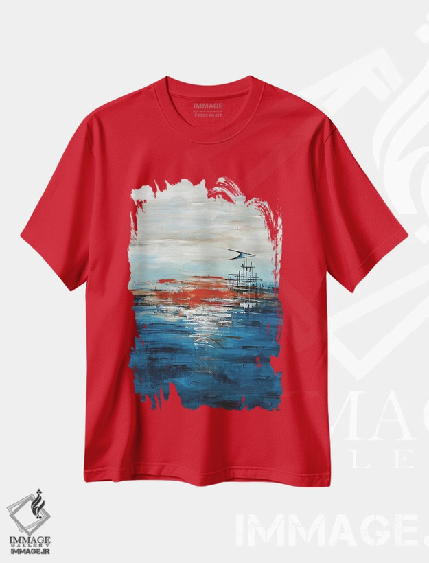 تیشرت قرمز طرح دار مد بلند مدرن میانه قرن IV اثر آنجلا بیسون