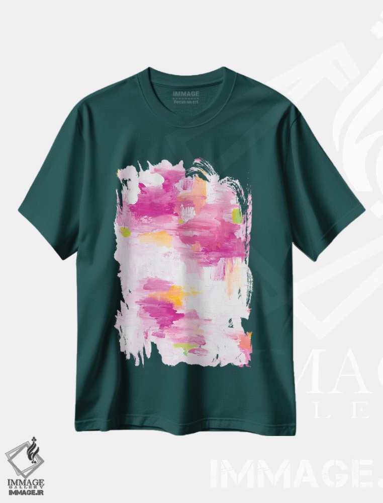 تیشرت سبز طرح دار سرخی شهری شماره اثر ال. هیویت