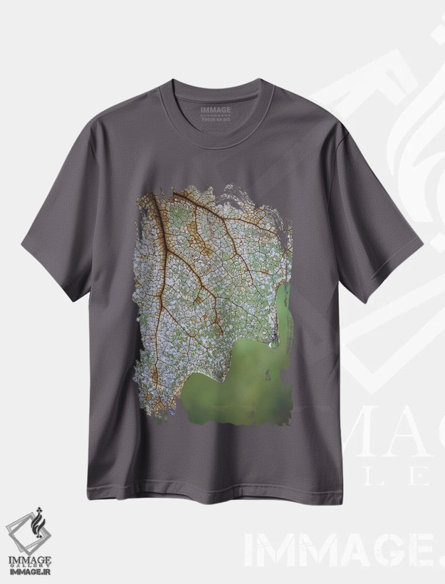 تیشرت طوسی طرح دار Washington State, Seabeck Skeletonized Vanilla Leaf Close-Up,نمای نزدیک برگ اسکلتی شده وانیل اثر جینز گالری