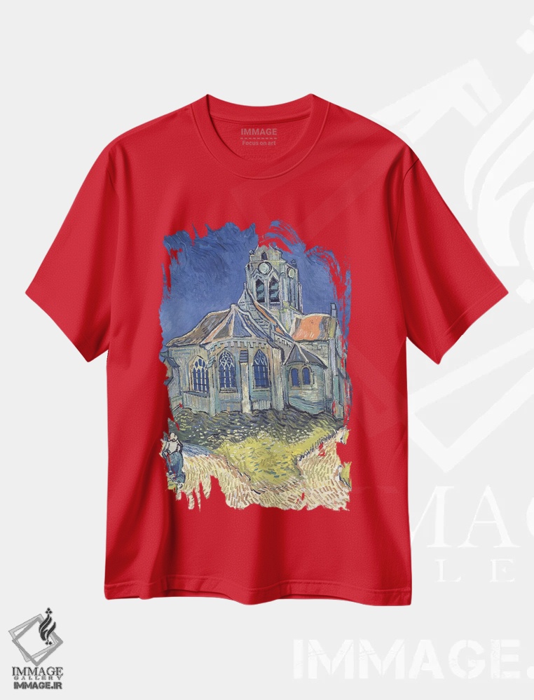 تیشرت قرمز طرح دار کلیسا در اوور-سور-اواز، ۱۸۹۰ اثر ونسان ون گوگ