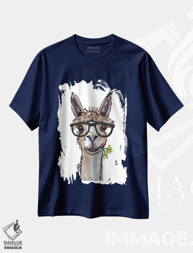 تیشرت سرمه ای طرح دار آلپاکا اثر هیپی هاوند استودیوز