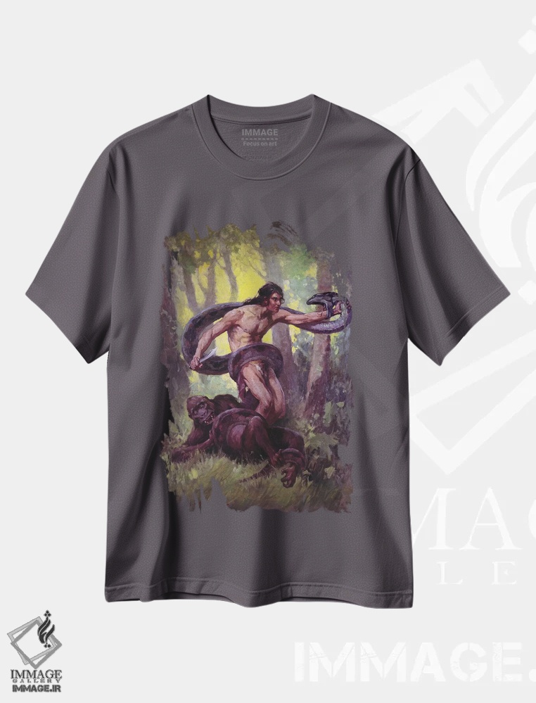 تیشرت طوسی طرح دار Lord of the Jungle,تارزان، ارباب جنگل اثر جی. آلن سنت جان