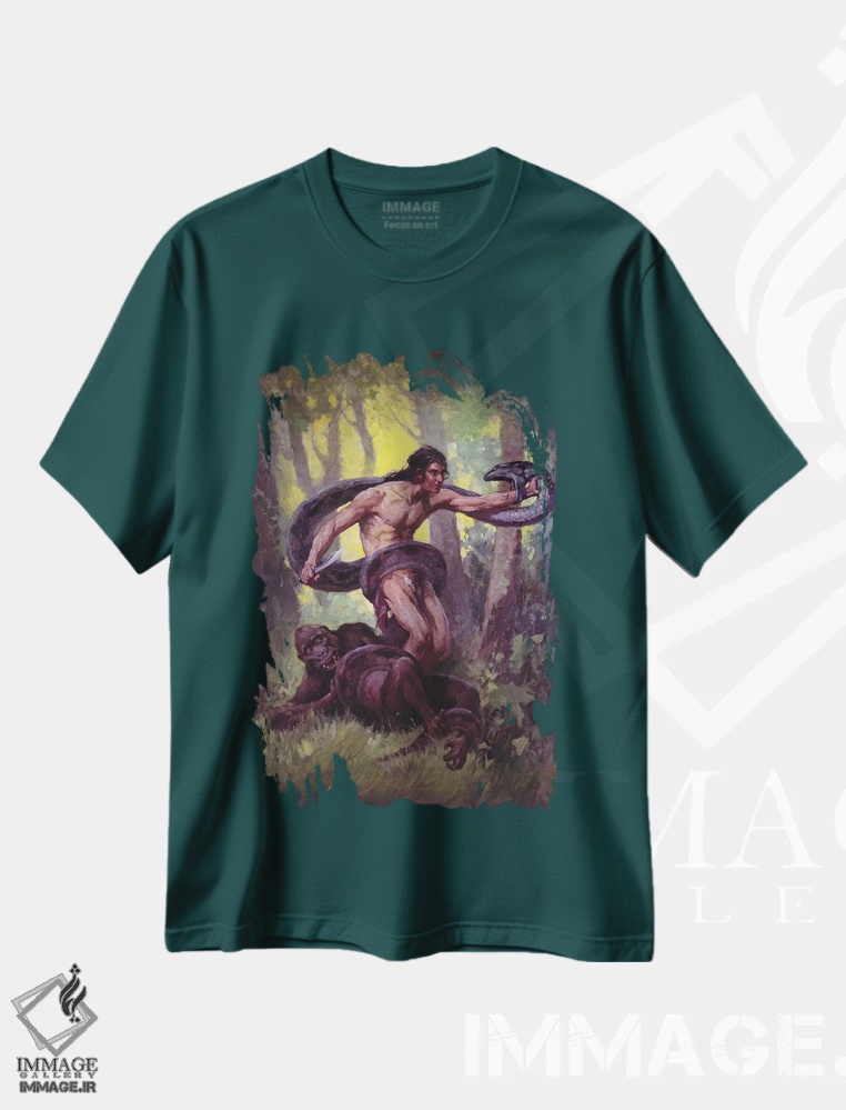 تیشرت سبز طرح دار Lord of the Jungle,تارزان، ارباب جنگل اثر جی. آلن سنت جان