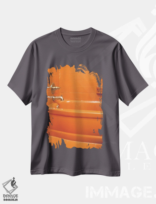 تیشرت طوسی طرح دار وان نارنجی اثر بثانی یانگ