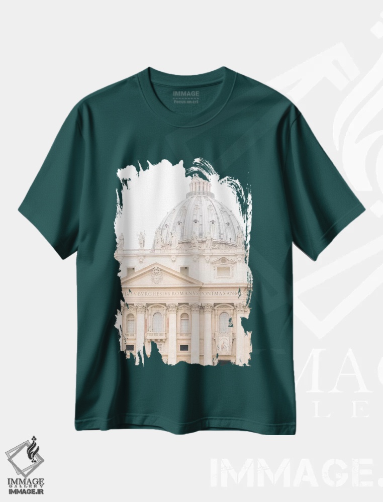 تیشرت سبز طرح دار Rome, Italy,ساختمان، رم، ایتالیا اثر لاولی لیتل هوم کو