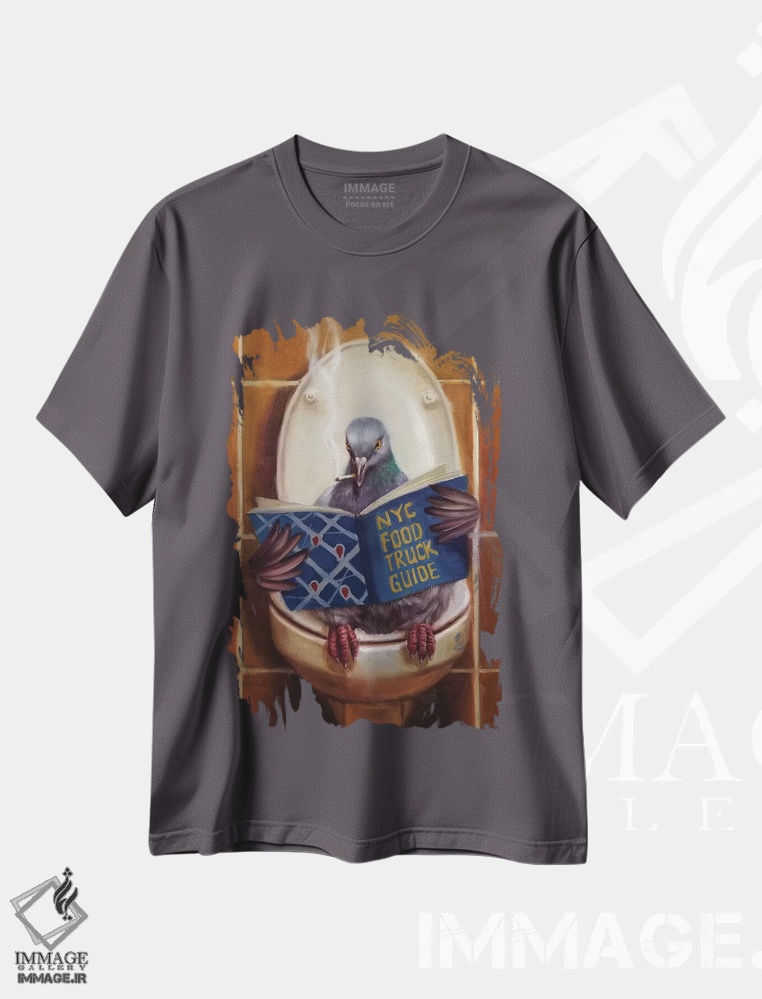 تیشرت طوسی طرح دار خبرچین اثر لوسیا هفرنان
