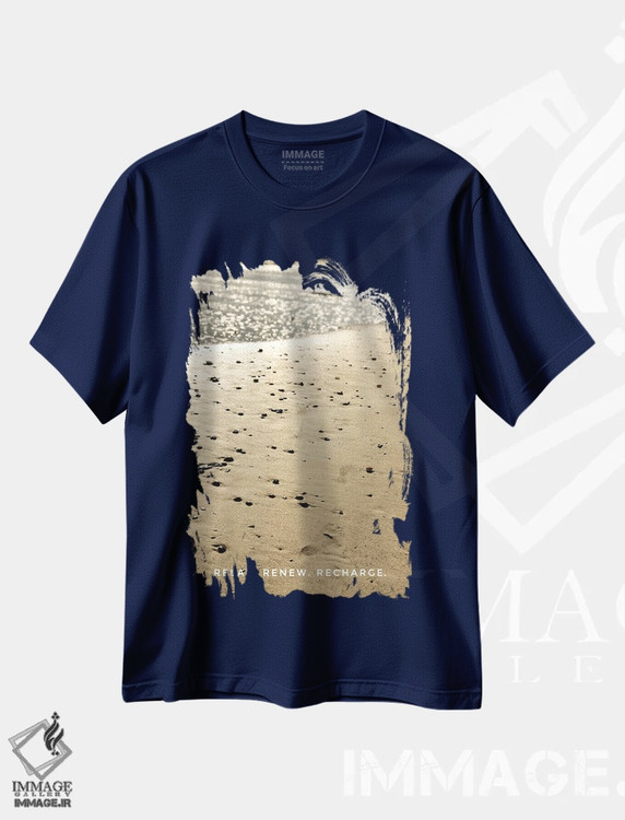 تیشرت سرمه ای طرح دار آرامش، تجدید نیرو و شارژ مجدد اثر آکوستا