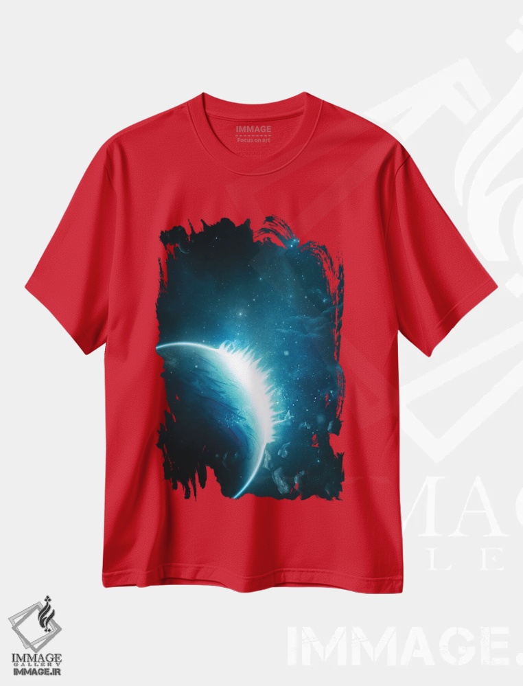 تیشرت قرمز طرح دار کهکشان جهان اثر میلوش کارانوویچ